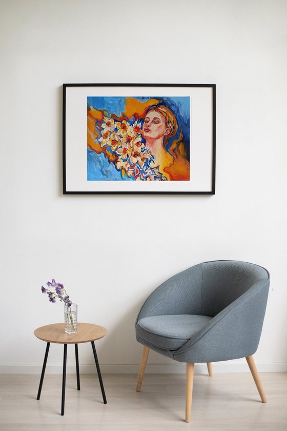 Woman in daffodils