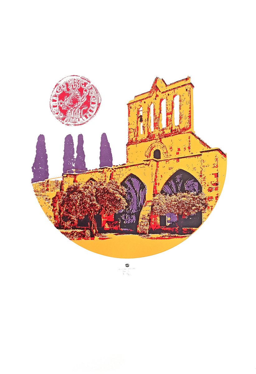 Illustrative Screenprint , Bellapais Monastery By Mine Okur, 28 X 39, Artwork For Sale On Artfinder