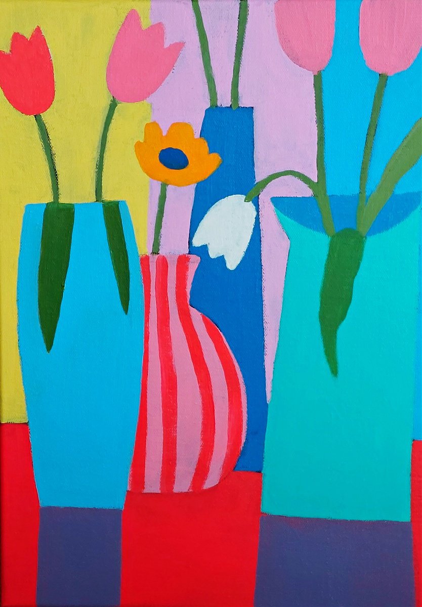 Four Vases of Flowers by Jan Rippingham