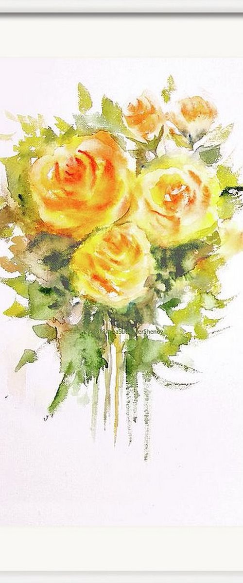 Three Yellow Roses by Asha Shenoy