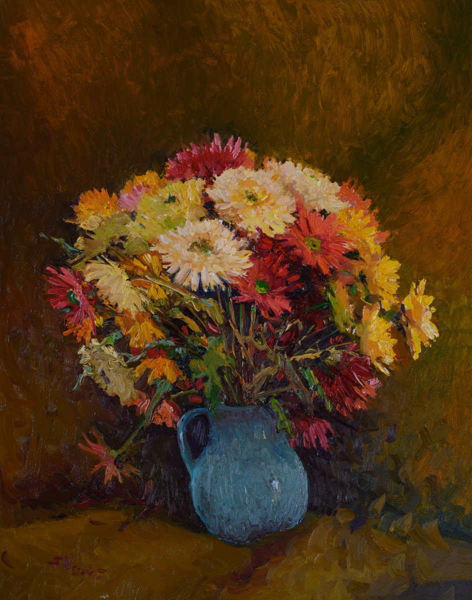 Chrysanthemum Flowers By Suren Nersisyan, 24 X 30, Artwork For Sale On Artfinder
