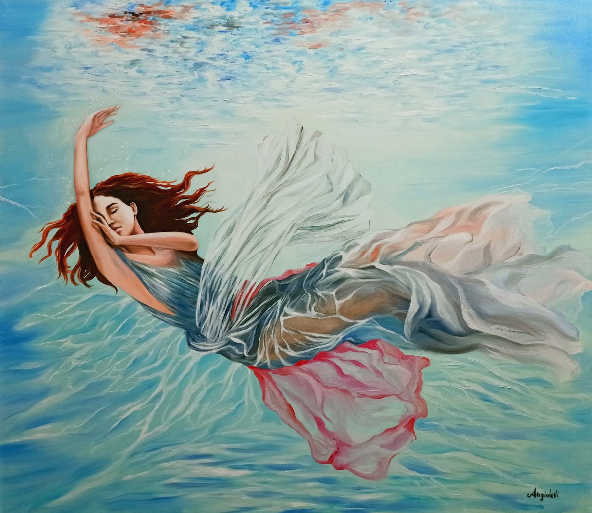 Photorealistic Portrait Oil Painting By Anna Rita Angiolelli, 31 X 28, Inconscio, Original Artwork