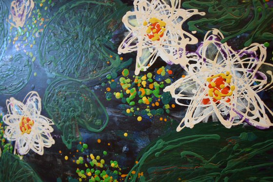 Night white nymphaea /  ORIGINAL PAINTING