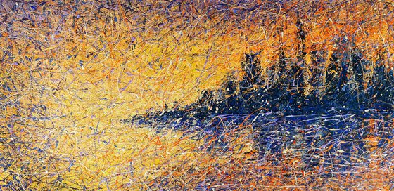 New York city Sunrise Yellow abstract art Bright sunset