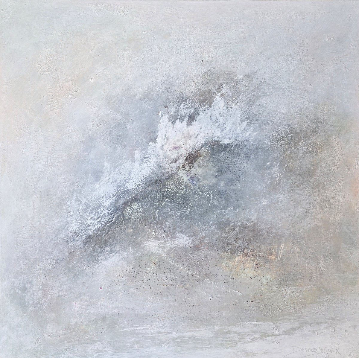 Organic Landscape Acrylic Painting By Doris Duschelbauer, 28 X 28, Shades Of Grey #2, Original Artwork