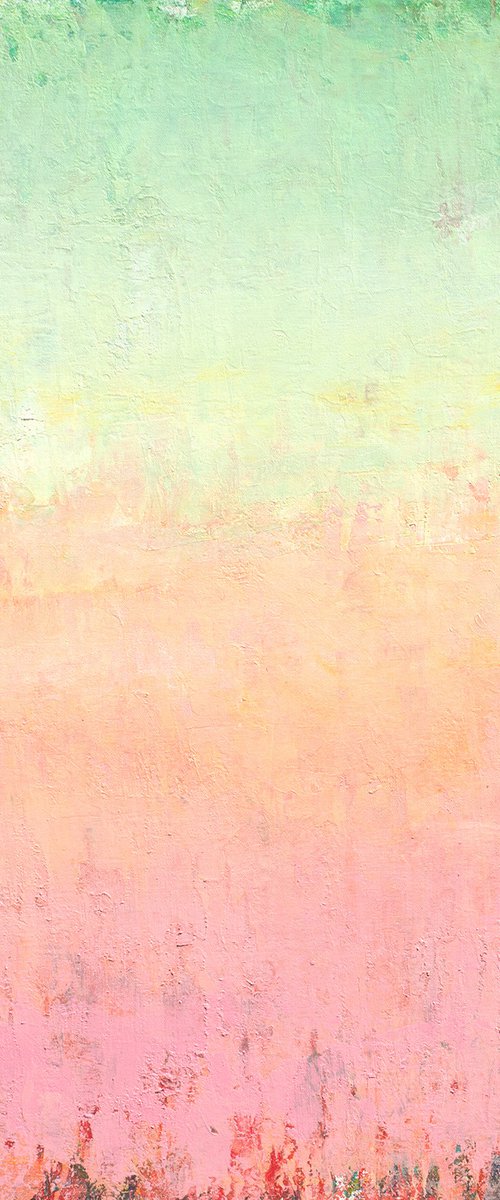 Rainbow Day 220609, rainbow colors pastel abstract color field painting. by Don Bishop