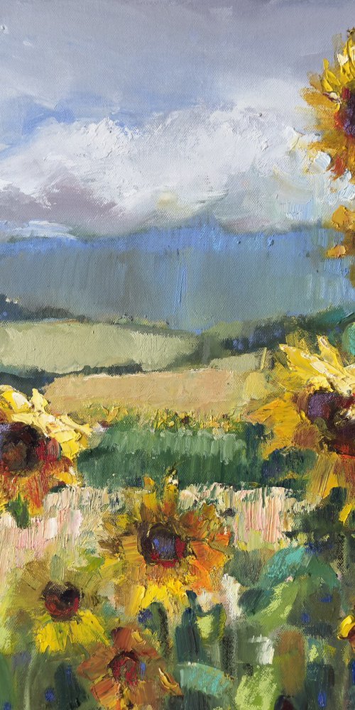 landscape of a field with sunflowers by Olha Laptieva