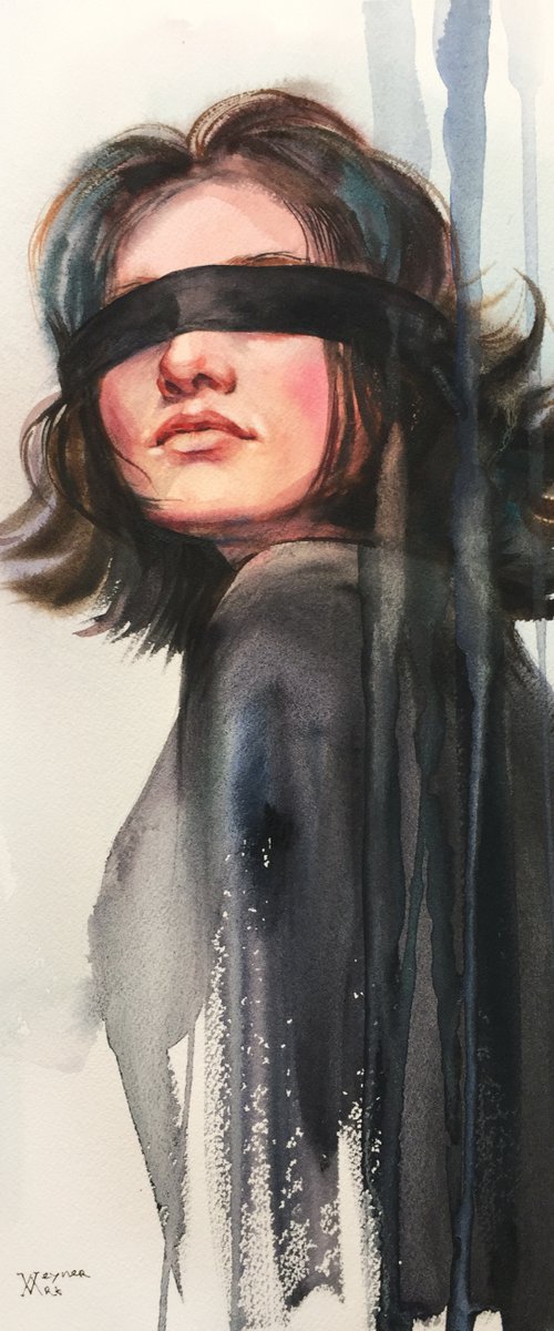 "Heightened senses". Portrait of a girl. Watercolor portrait - home decor by Natalia Veyner