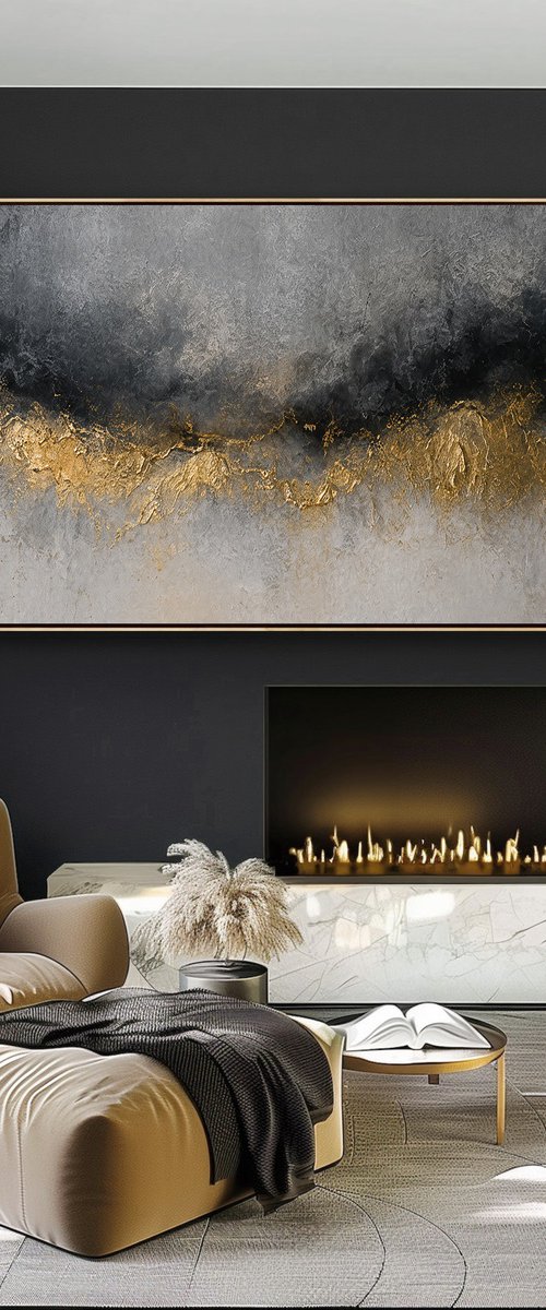 Abstract Gold Peaks in Gray Shadow by Indie Ru