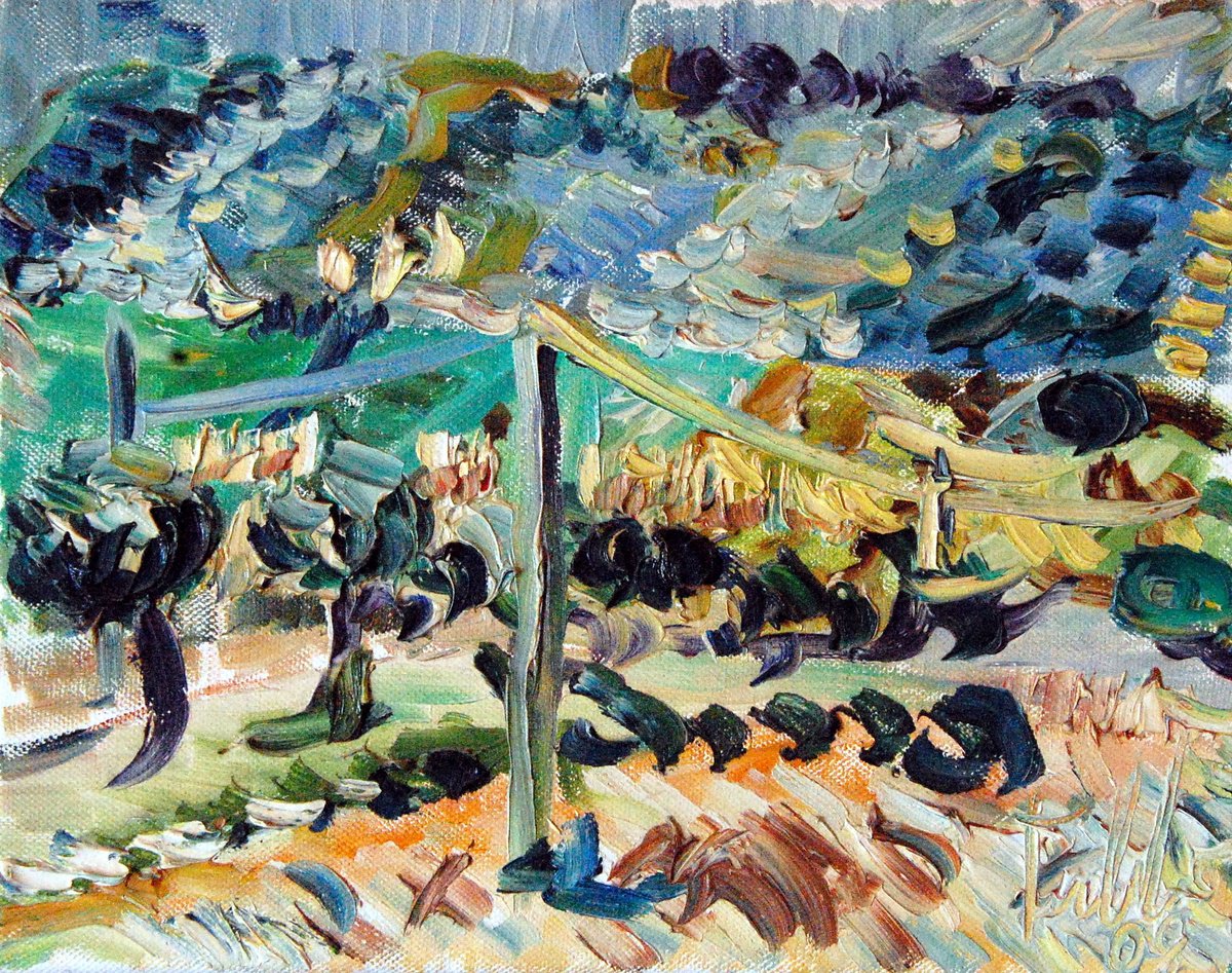 Impressionistic Landscape Oil Painting By Antonino Puliafico, 12 X 9, Palo Elettrico, Original Artwork