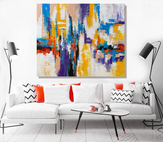 Stay Close To Me - XL LARGE,  TEXTURED ABSTRACT ART, PALETTE KNIFE ART – EXPRESSIONS OF ENERGY AND LIGHT. READY TO HANG!