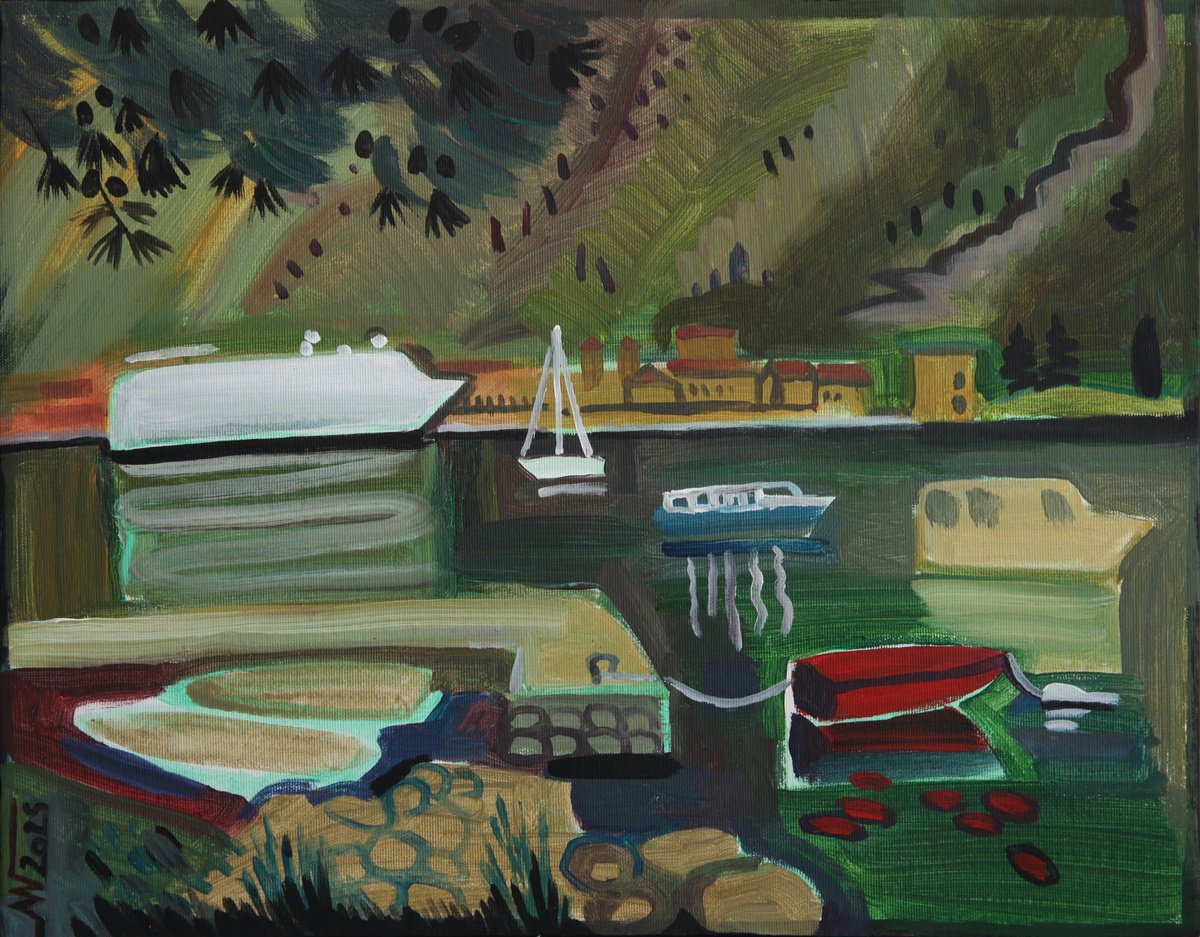 Landscape Acrylic Painting By Marina Gorkaeva, 20 X 16", Muo, Original Artwork