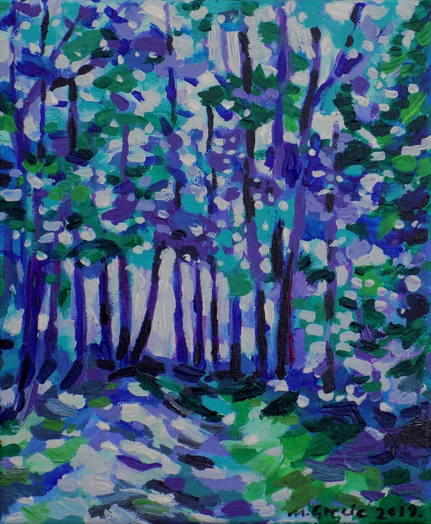 Winter Forest Acrylic Painting By Maja Grecic Artfinder