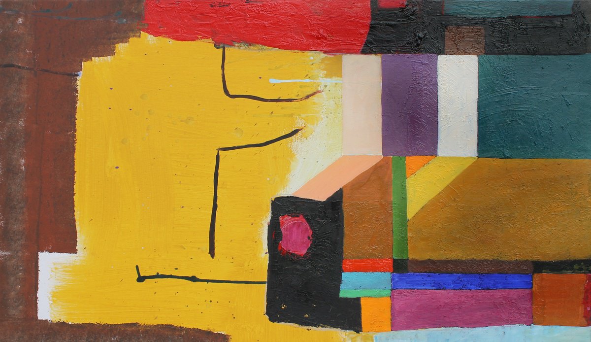 Geometric Abstract Painting By Sergiy Dekalyuk, 55 X 31", Geometric Composition 41, Original Artwork