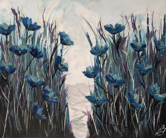 Blue Poppies in a Field