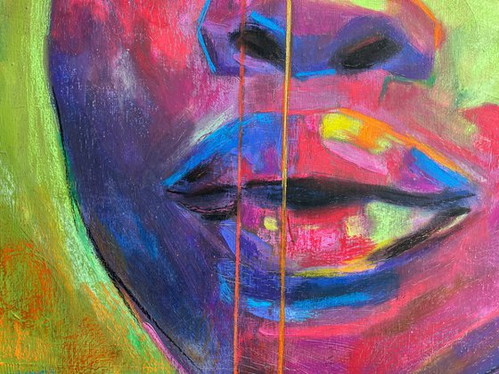 Exploring Identity: Colorful Portrait of an Abstract Vivid Female