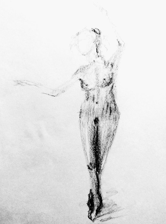 Erotic dance.Original nude drawing.