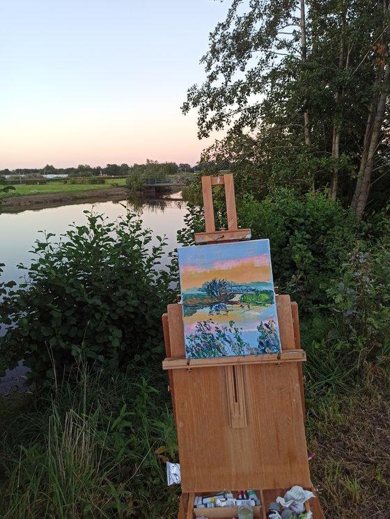 Small bridge at sunset