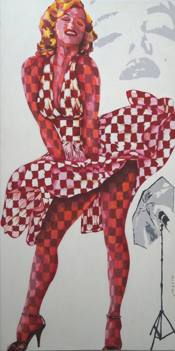 Urban And Pop Portrait Acrylic Painting By Sonaly Gandhi, 30 X 60", Marilyn Monroe, Original Artwork