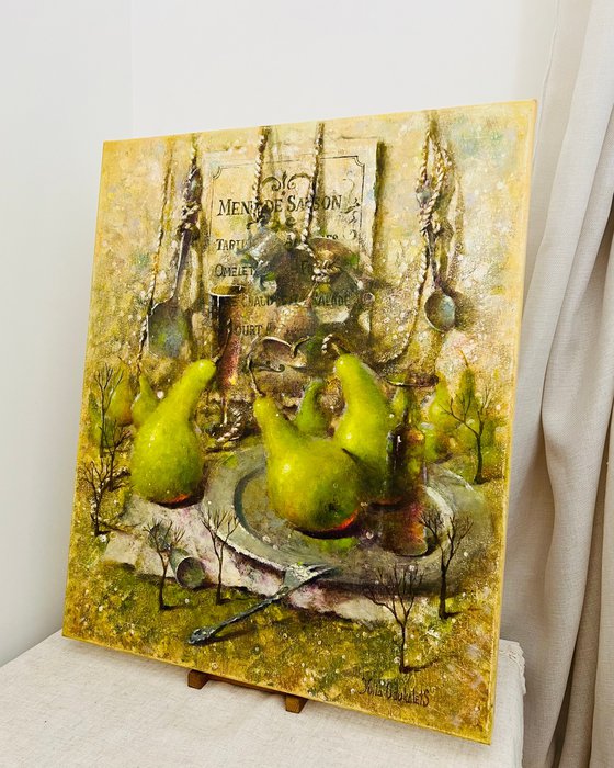 Still Life pear silverware
