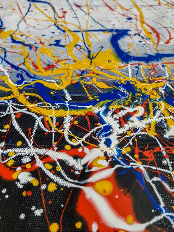 Sprucigi N-34 (H)129x(W)158 cm. Colorful Splash Abstract Painting