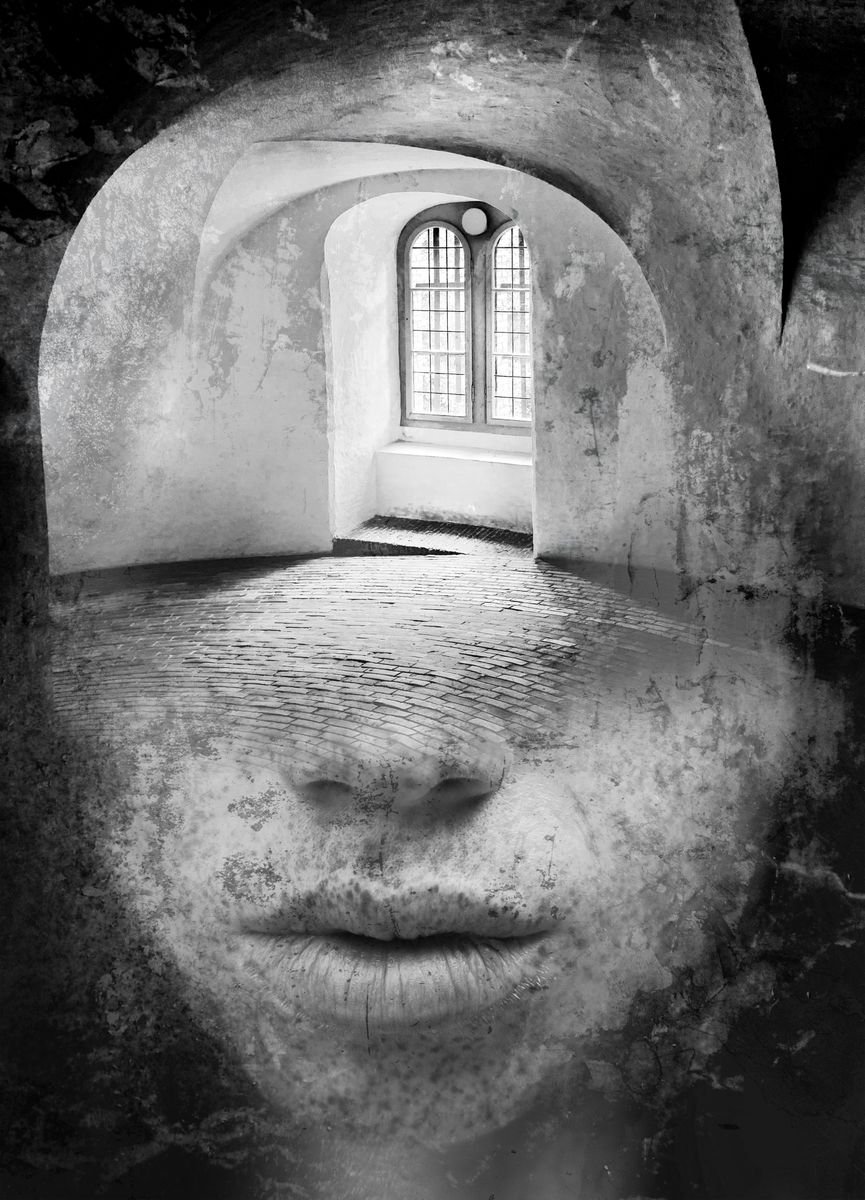 Illustrative Portrait Photograph By Srdjan Jevtic, 31 X 43", Windows Of My Life, Original Artwork