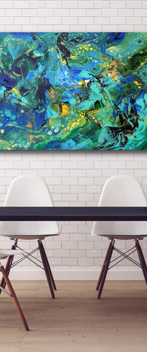 Summer night - large modern abstract painting art by Areti Ampi