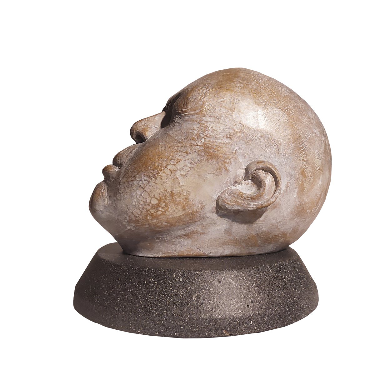 Photorealistic Portrait Wood Sculpture By George Troyanov, 10 X 10, Meditation, Original Artwork