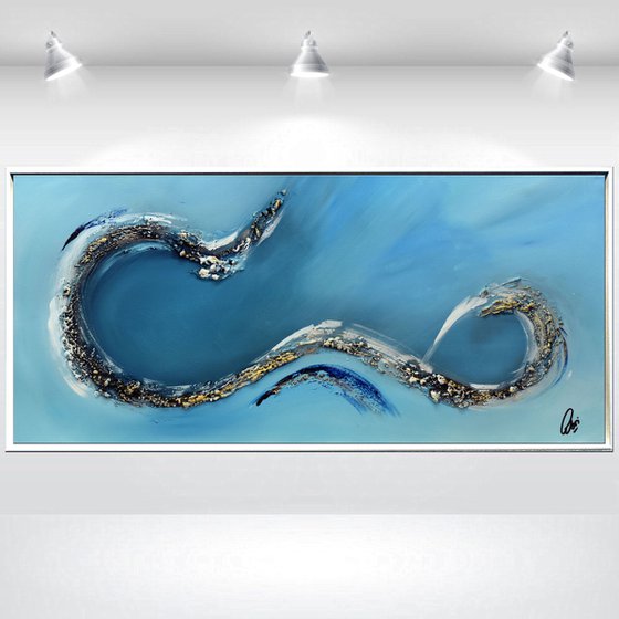 Deep Blue - Abstract Art - Acrylic Painting - Canvas Art - Framed Painting - Abstract Sea Painting - Ready to Hang