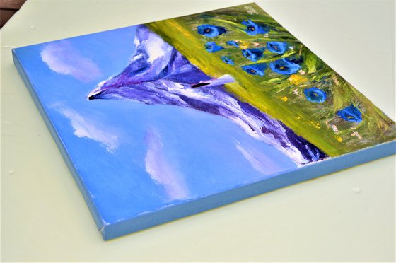 Аlpine bells. Small impasto Oil Gift Art.