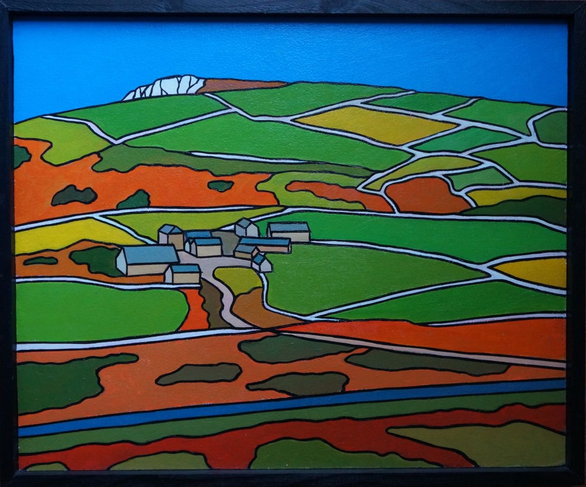 Landscape Acrylic Painting By Tim Treagust, 19 X 16", Bosigran Farm, Original Artwork