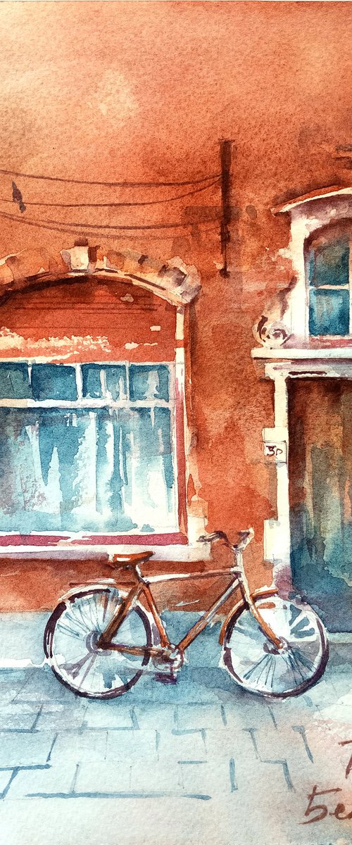 Original watercolor painting "Fabulous windows and doors of the city of Bruges" by Ksenia Selianko