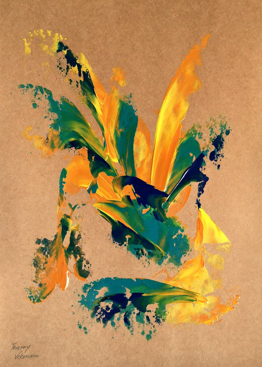Abstract Acrylic Painting By Thierry Vobmann. Abstract ., 12 X 17", Natural Style 16, Original Artwork