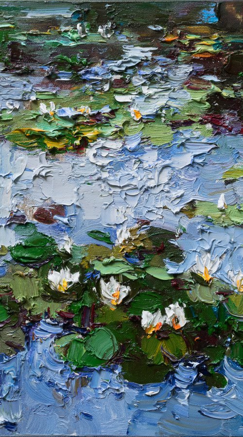 White water Lilies - Original Oil painting by Anastasiia Valiulina