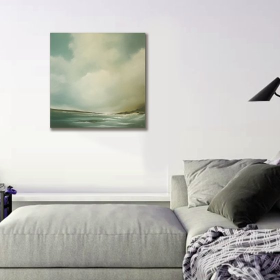 The Clouds Above Us - Original Seascape Oil Painting on Stretched Canvas