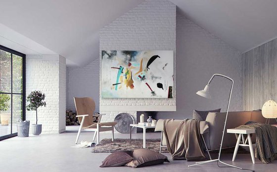 Red Bridge -Large Abstract Painting