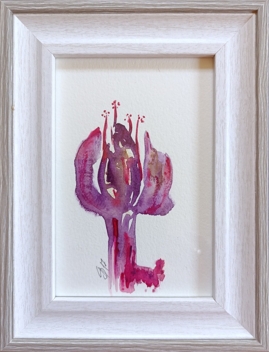 Abstract Ink Drawing By Salana Art / Svetlana Samovarova, 6 X 8", Abstract Flower Ii, Original Artwork