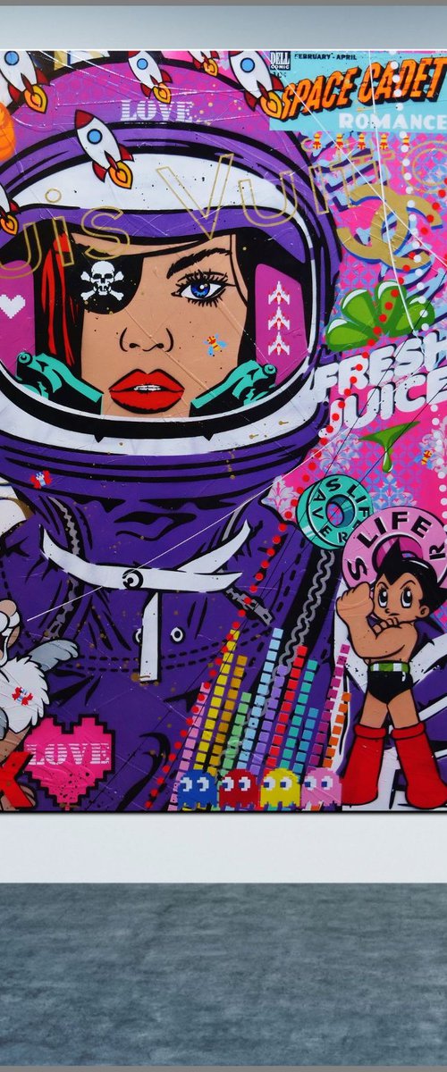 Buccaneer Cadet 120cm x 150cm Space Cadet Textured Urban Pop Art by Franko