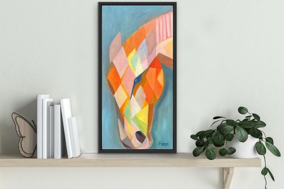 Whimsical Colorful Geometric Horse Painting