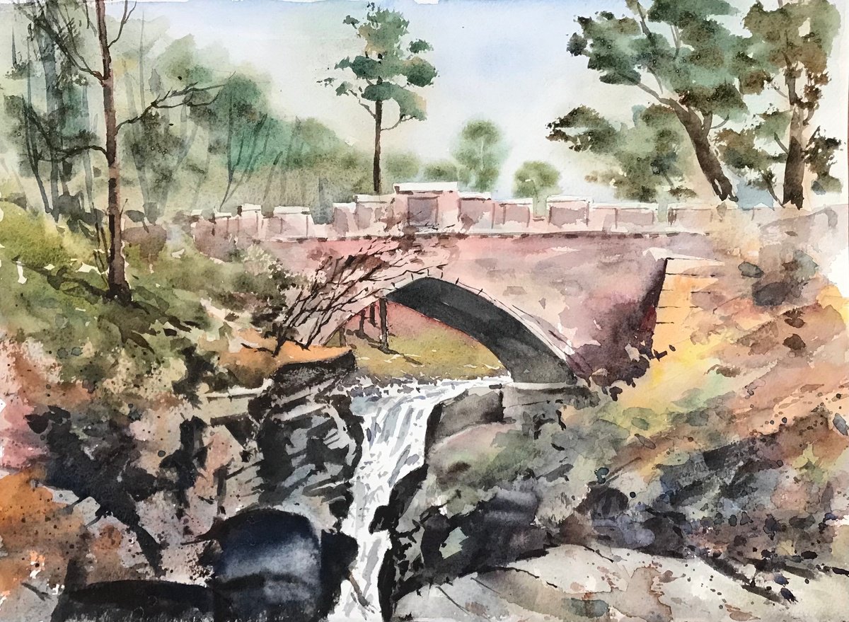 Impressionistic Landscape Watercolour By Vicki Washbourne, 15 X 11", Linn Of Dee,Braemar, Original Artwork