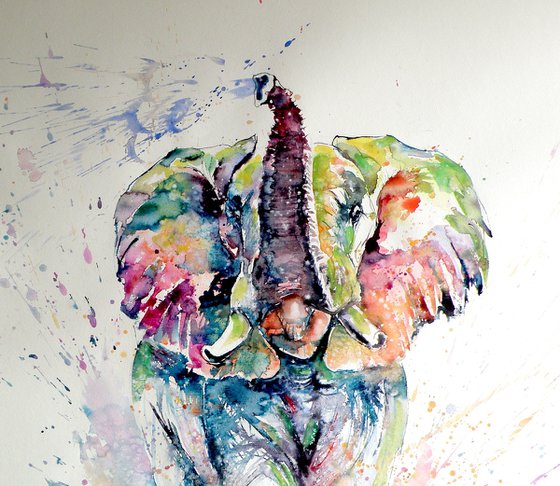 Majestic elephant playing