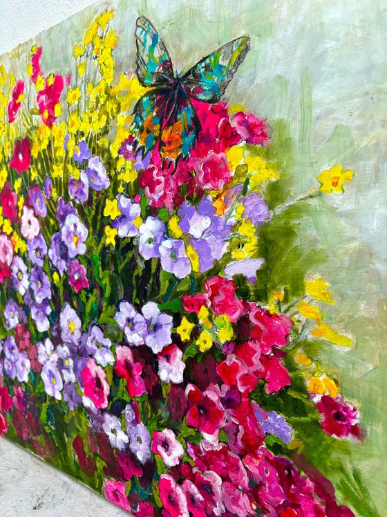 summer flowers with butterfly