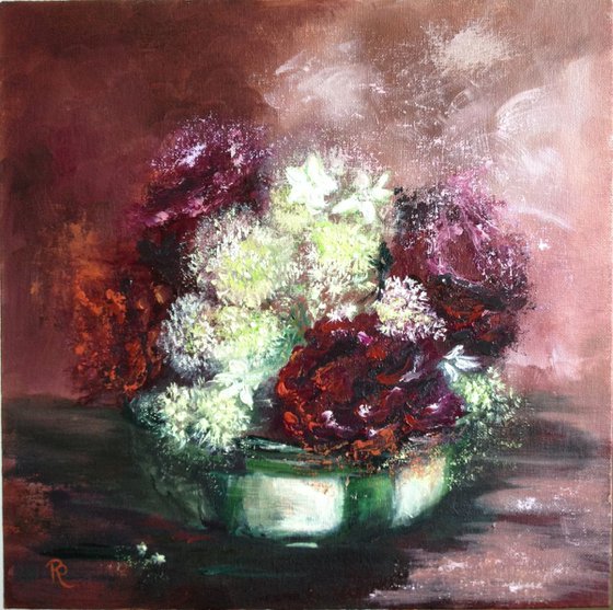 The Rose Bowl   Impressionist Flowers / Still Life Christmas