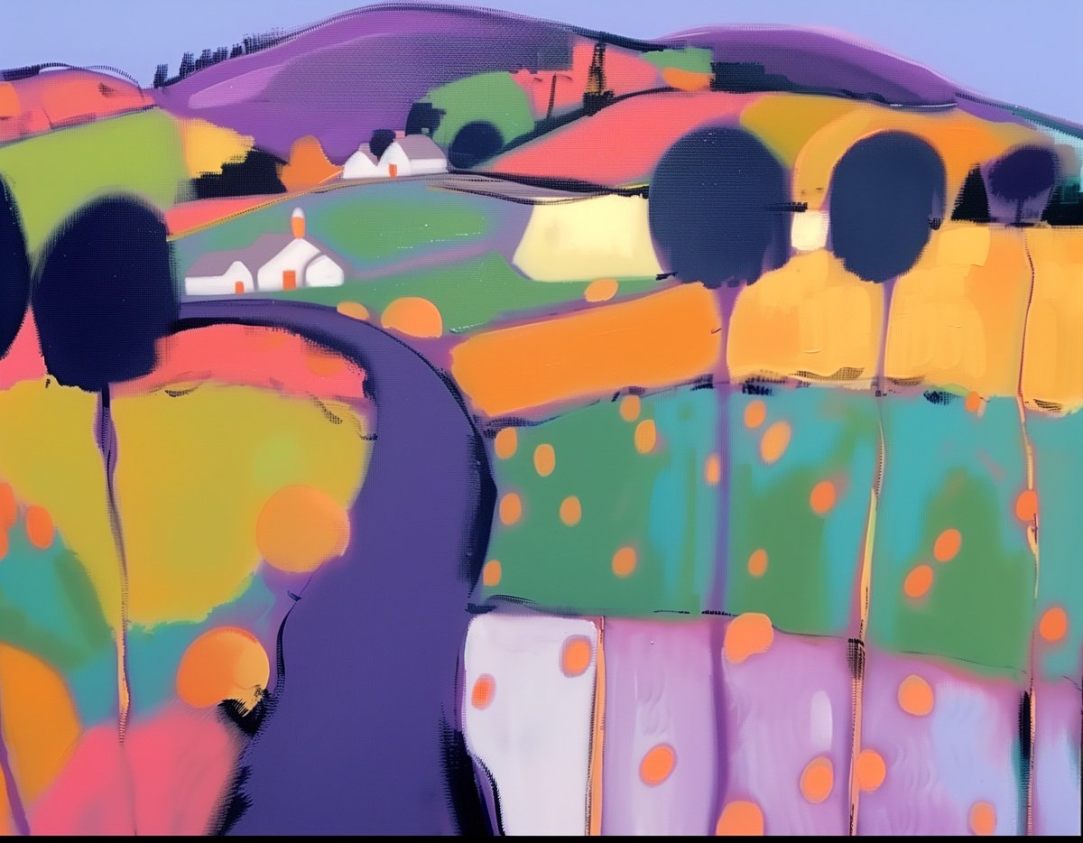 Abstract Acrylic Painting By V+V Kniazievi, 51 X 43", Colorful Day #6, Original Artwork