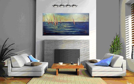 Sailboat Regatta 74 x 36