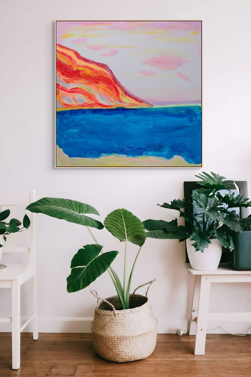 Organic Landscape Acrylic Painting By Kathryn Sillince, 29 X 29", 