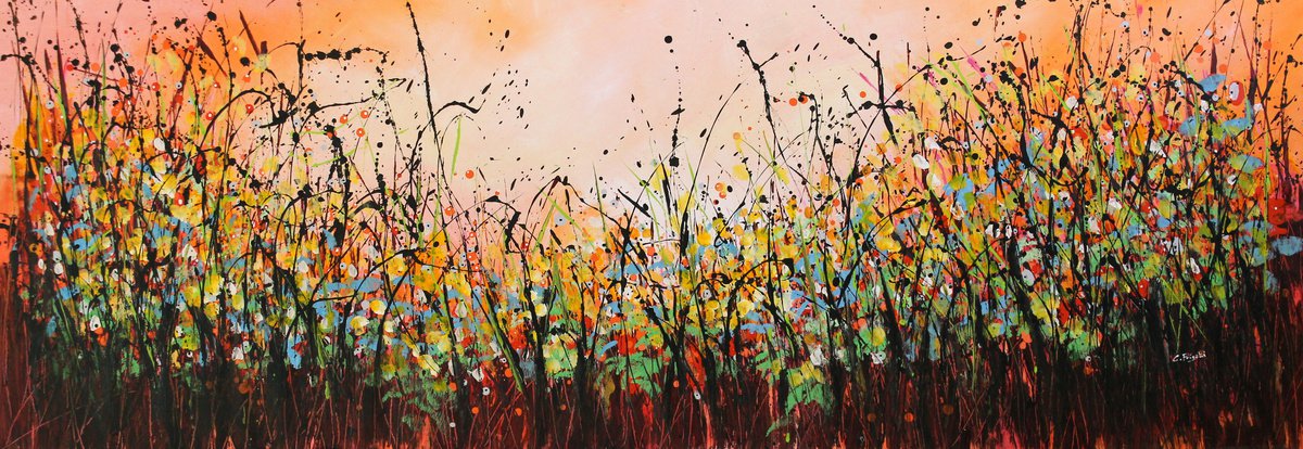 Last Summer - Extra Large original abstract floral painting by Cecilia Frigati