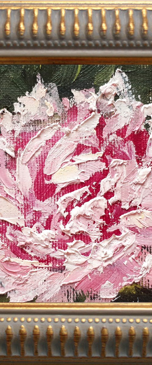 Peony 02...framed / FROM MY A SERIES OF MINI WORKS / ORIGINAL OIL PAINTING by Salana Art