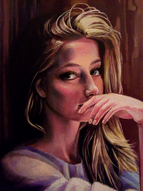 " Killing Charm " - Lady Portrait  - 40 x 50cm Original Oil Painting