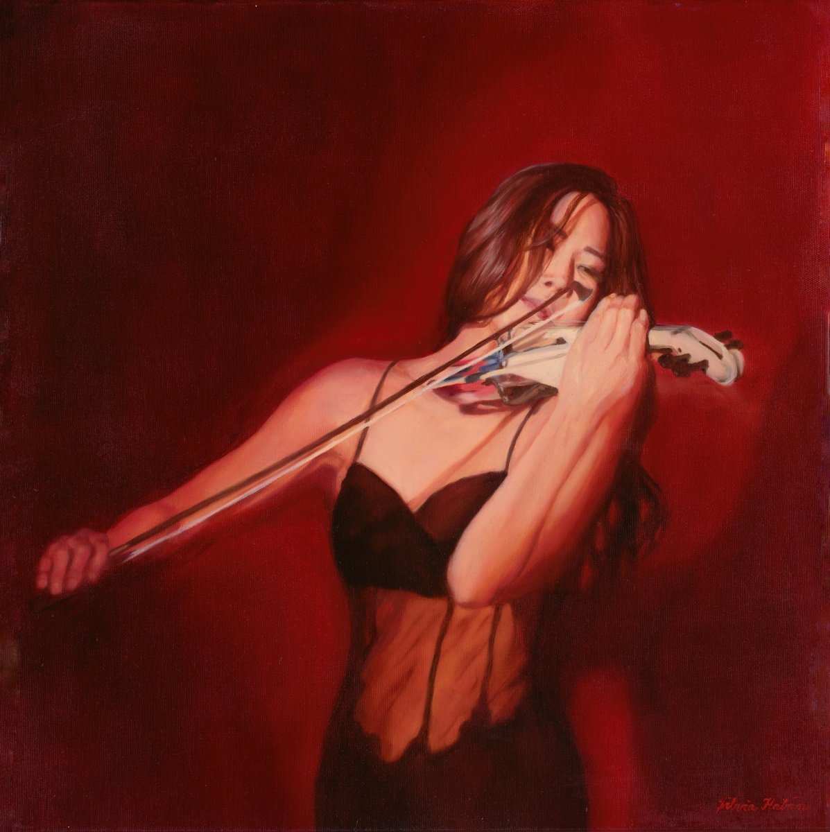 Photorealistic Oil Painting , Enchanted By Music 3 By Silvia Haban, 20 X 20, Artwork For Sale On Artfinder